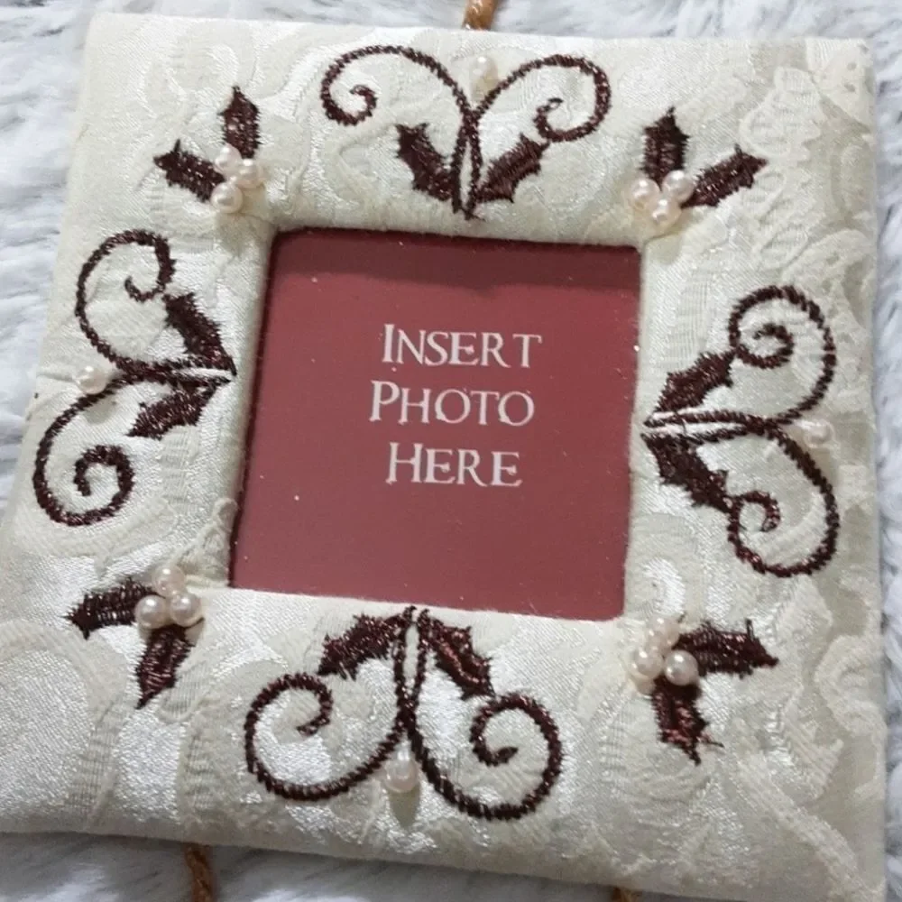 Tree Ornaments Set of Two Embroidered Brocade‎ Picture Frames 3